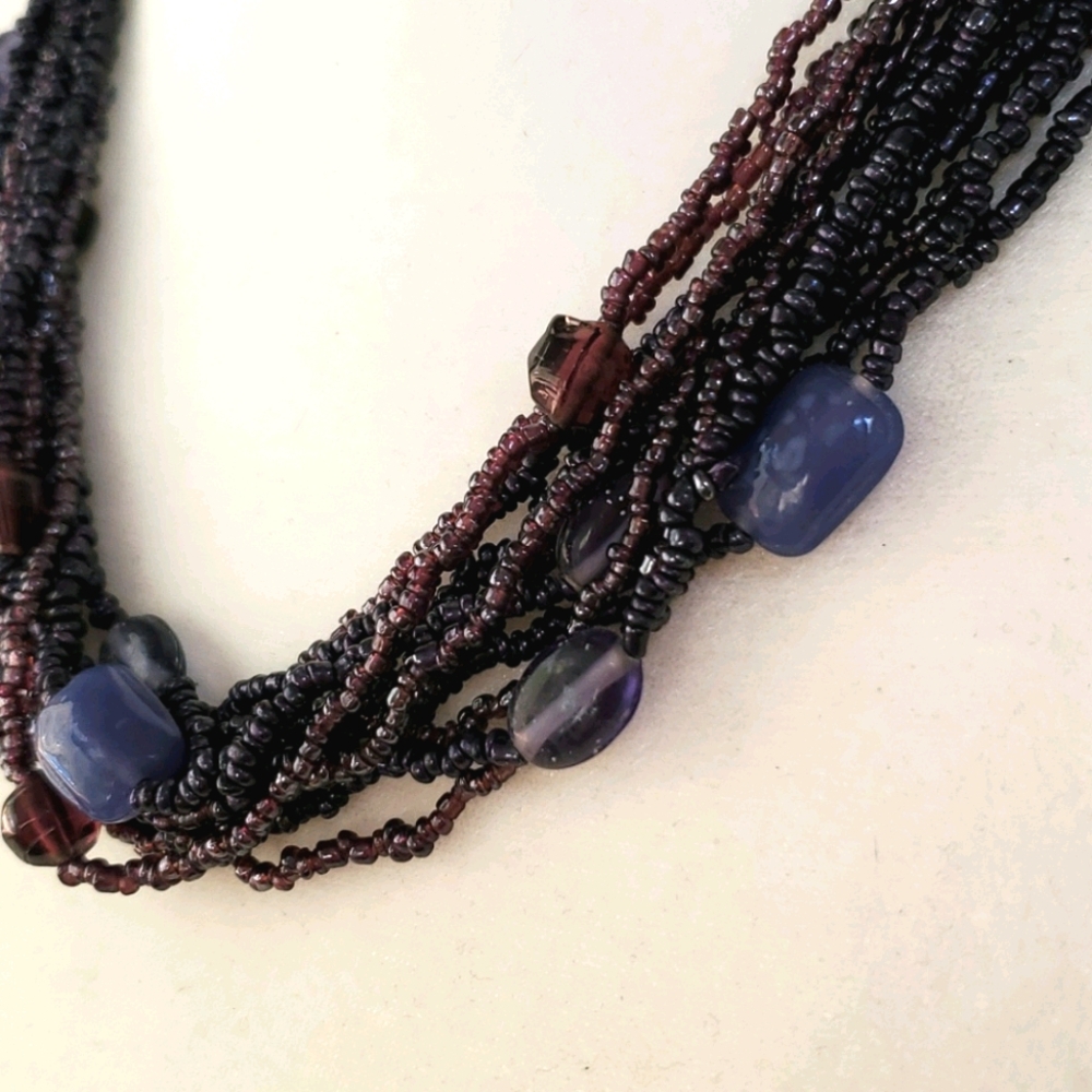 Vintage Victor Janson Purple Glass Bead Necklace - Picture 2 of 3